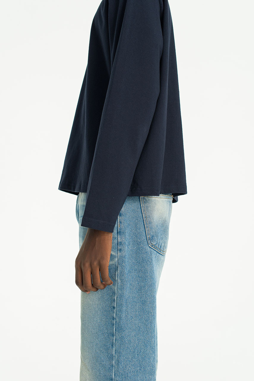 Menswear | Cropped Long-Sleeve Tee, Navy