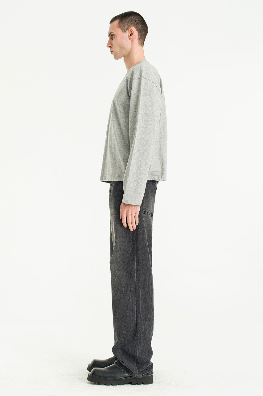 Menswear | Cropped Long-Sleeve Tee, Grey