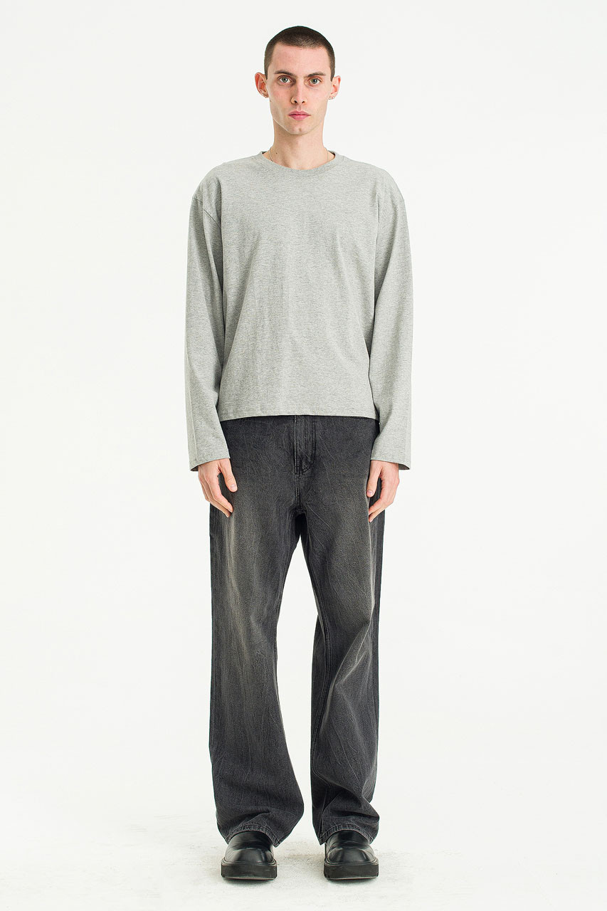 Menswear | Cropped Long-Sleeve Tee, Grey