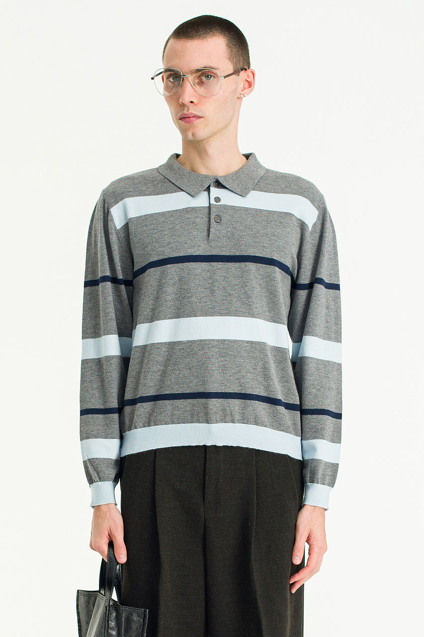 Menswear | Lightweight Cropped Rugby Knit, Grey