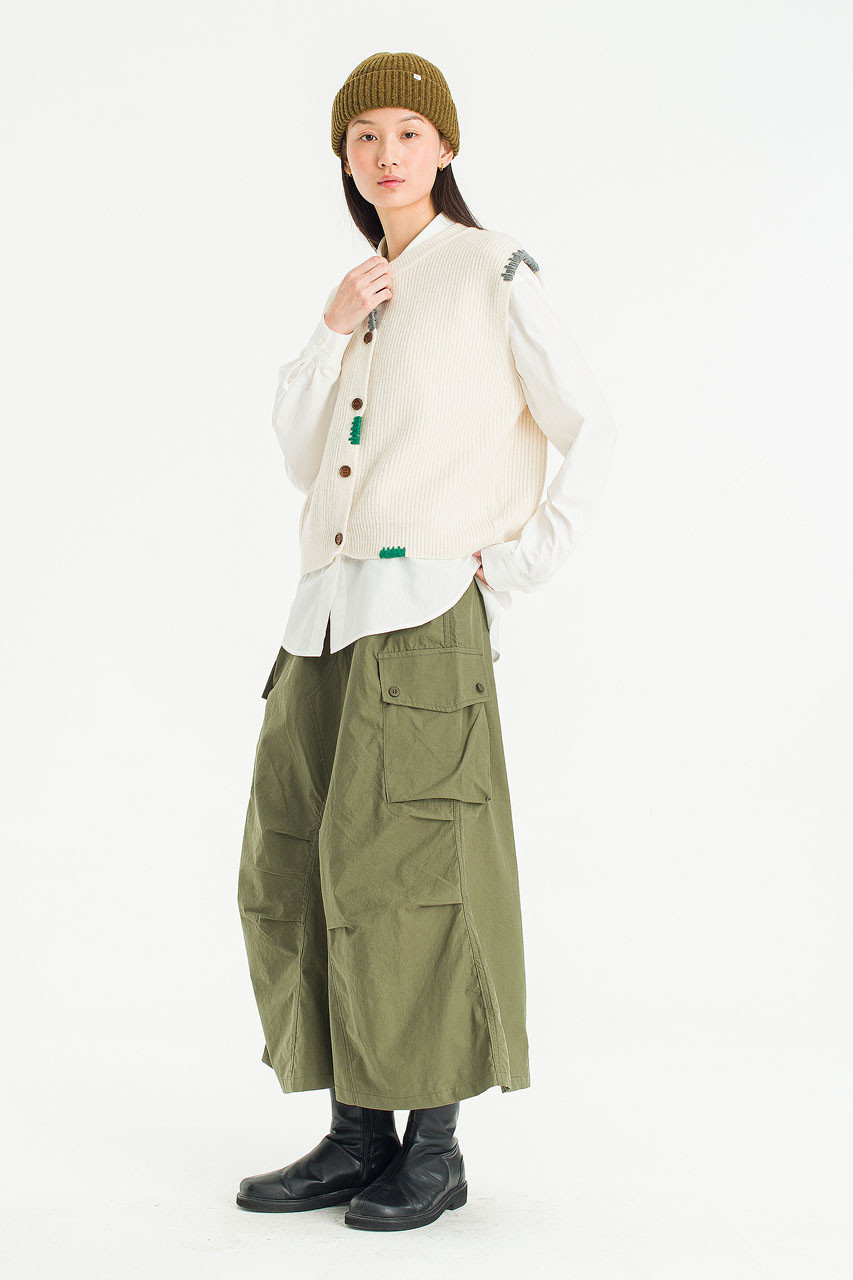 Woolen Vestige Knit Vest, Ivory