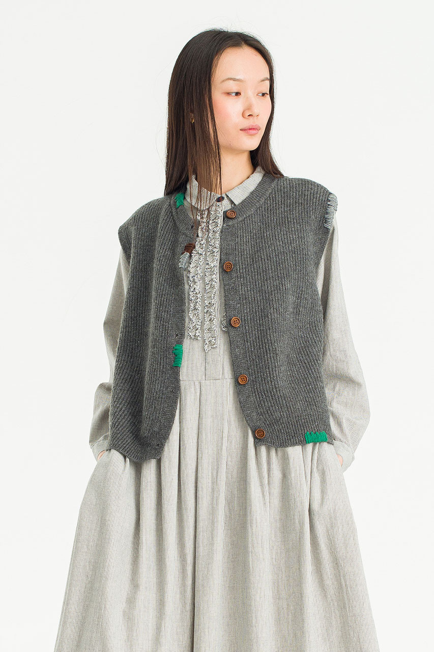 Woolen Vestige Knit Vest, Charcoal