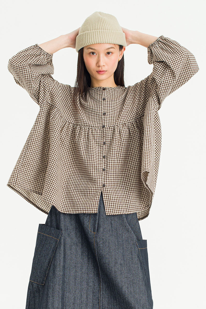 Meadow Check Blouse, Brown