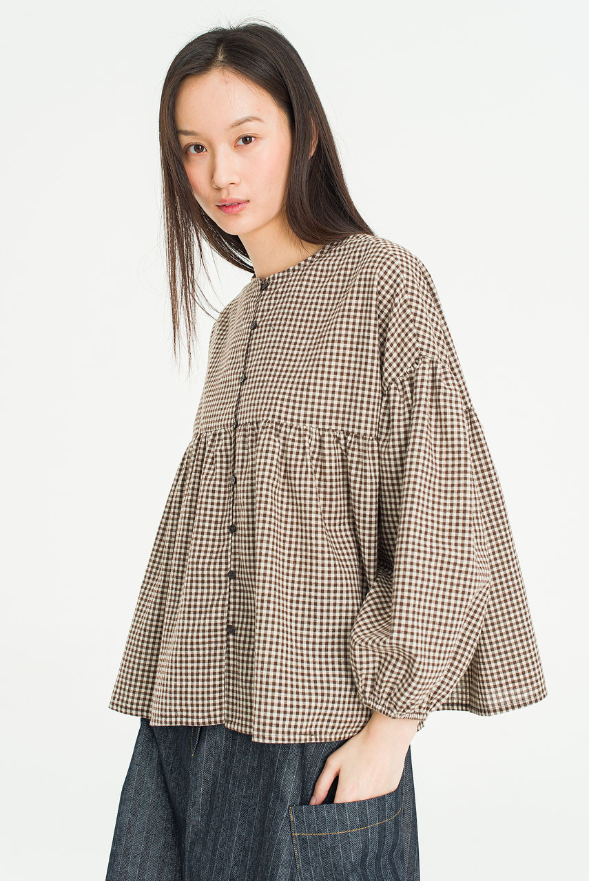 Meadow Check Blouse, Brown