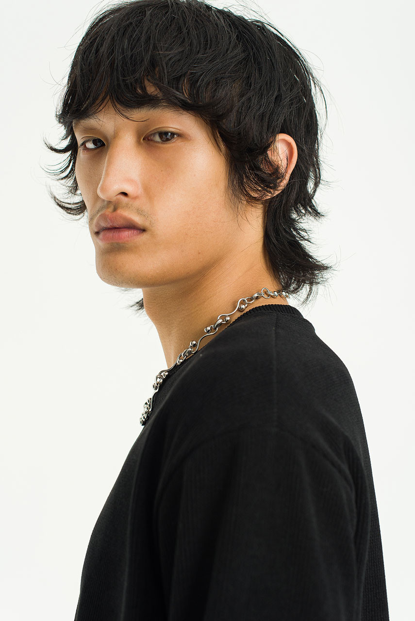 Menswear | Cropped Long-Sleeve Waffle Tee, Black