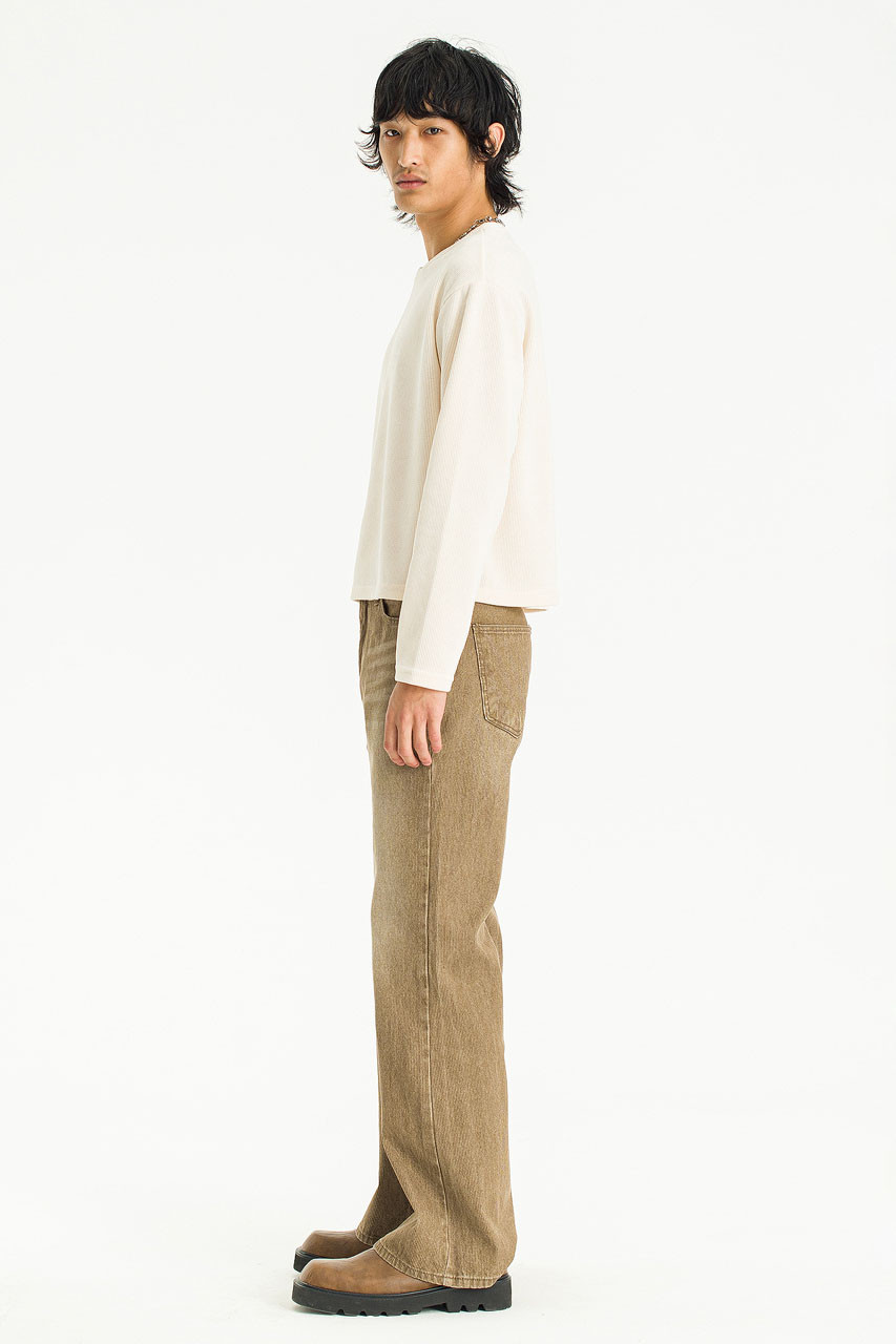 Menswear | Cropped Long-Sleeve Waffle Tee, Ivory