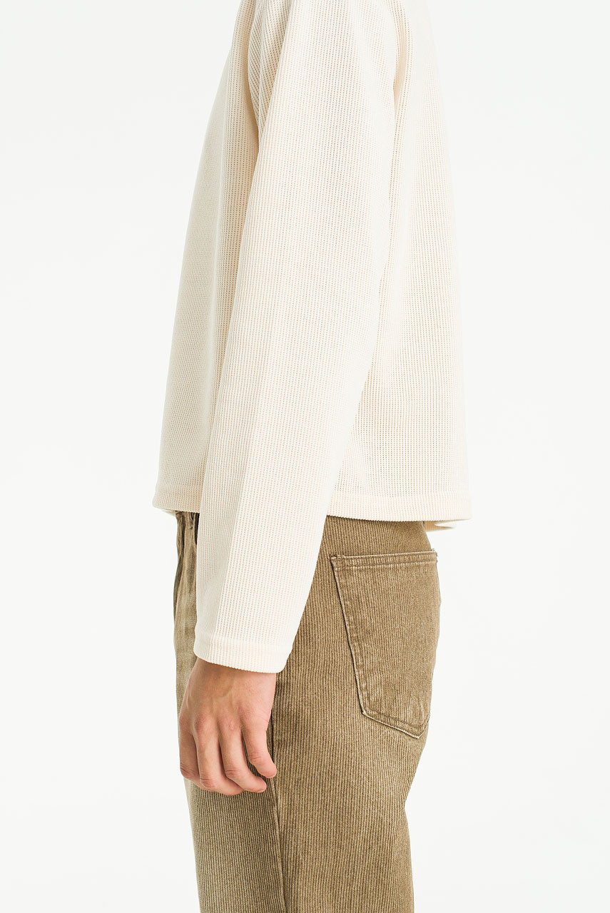Menswear | Cropped Long-Sleeve Waffle Tee, Ivory