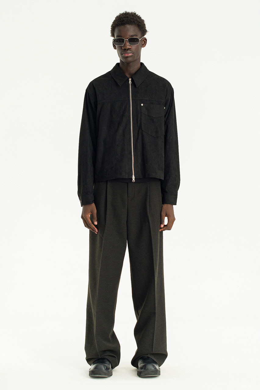 Menswear | Wool Blend Slacks, Black