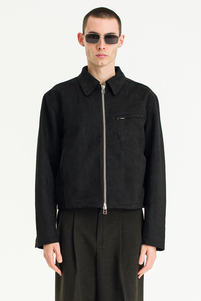 Menswear | Cropped Suedette Jacket, Black
