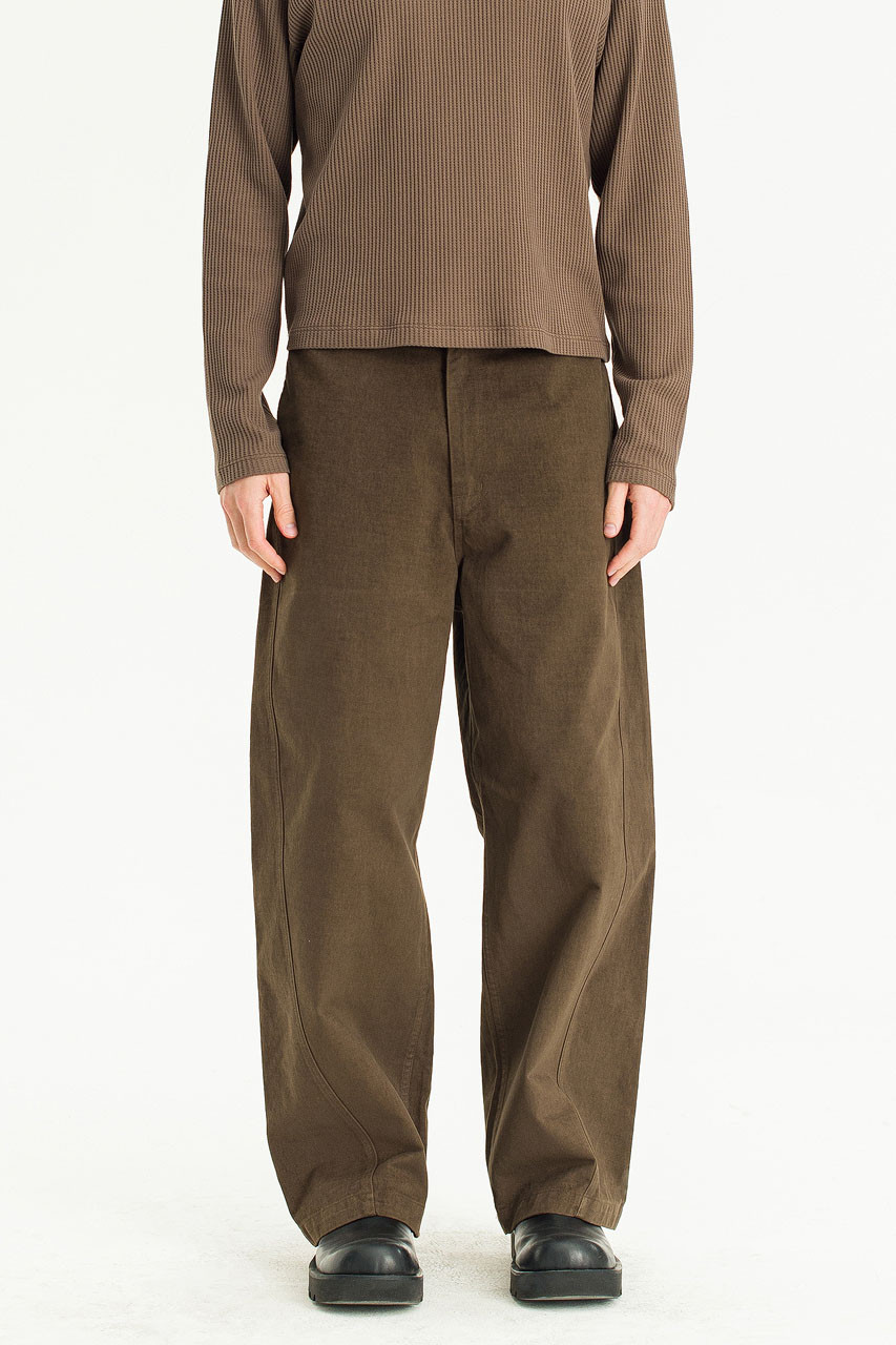 Menswear | Curved Structured Pants, Khaki