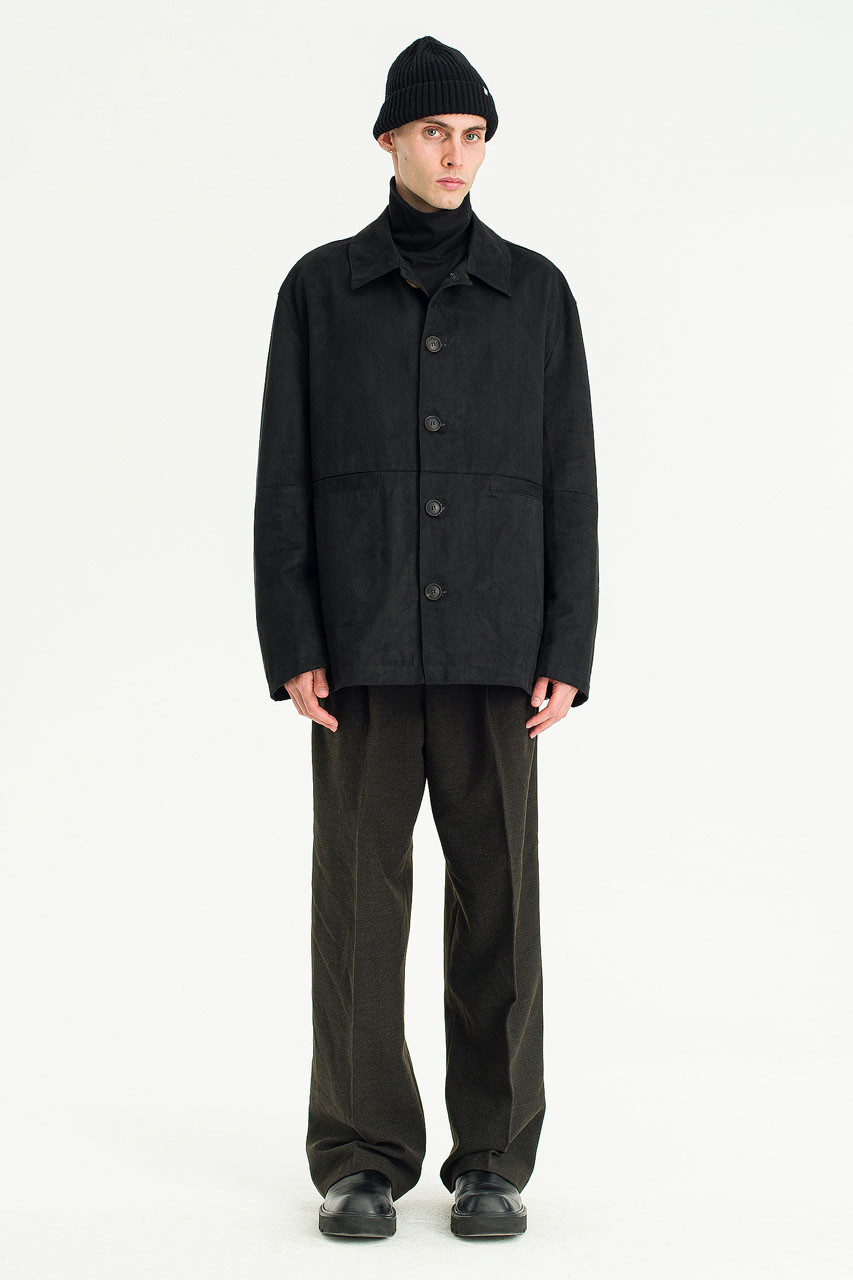 Menswear | Suede-Effect Car Coat, Black