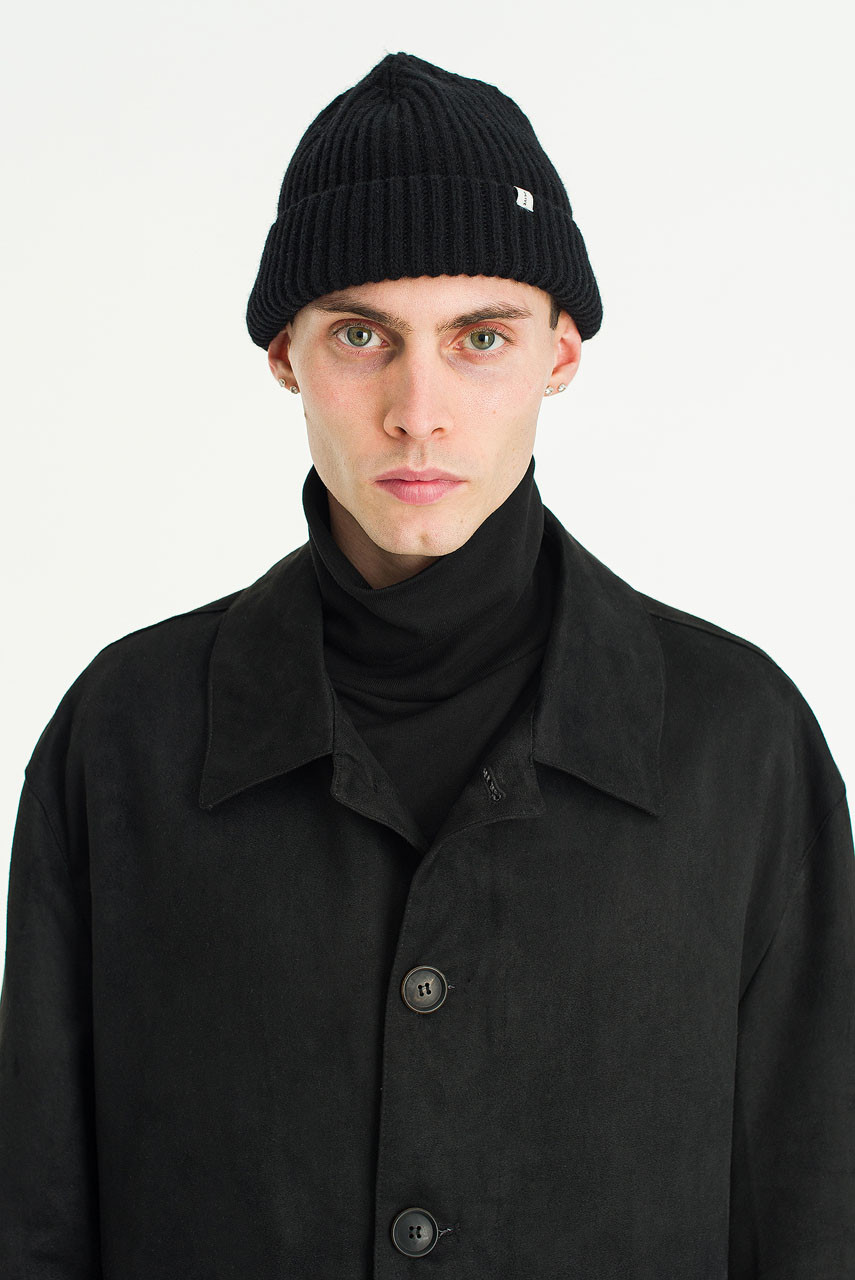 Menswear | Suede-Effect Car Coat, Black