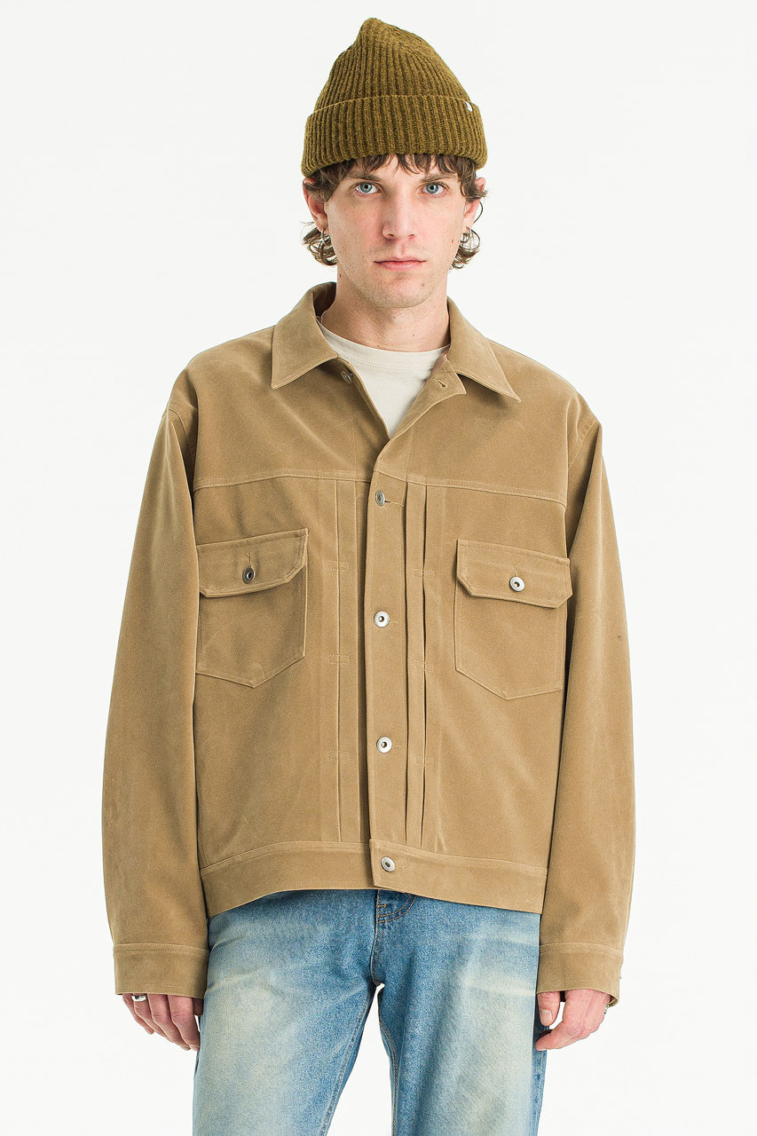 Menswear | Suedette Trucker Jacket, Beige