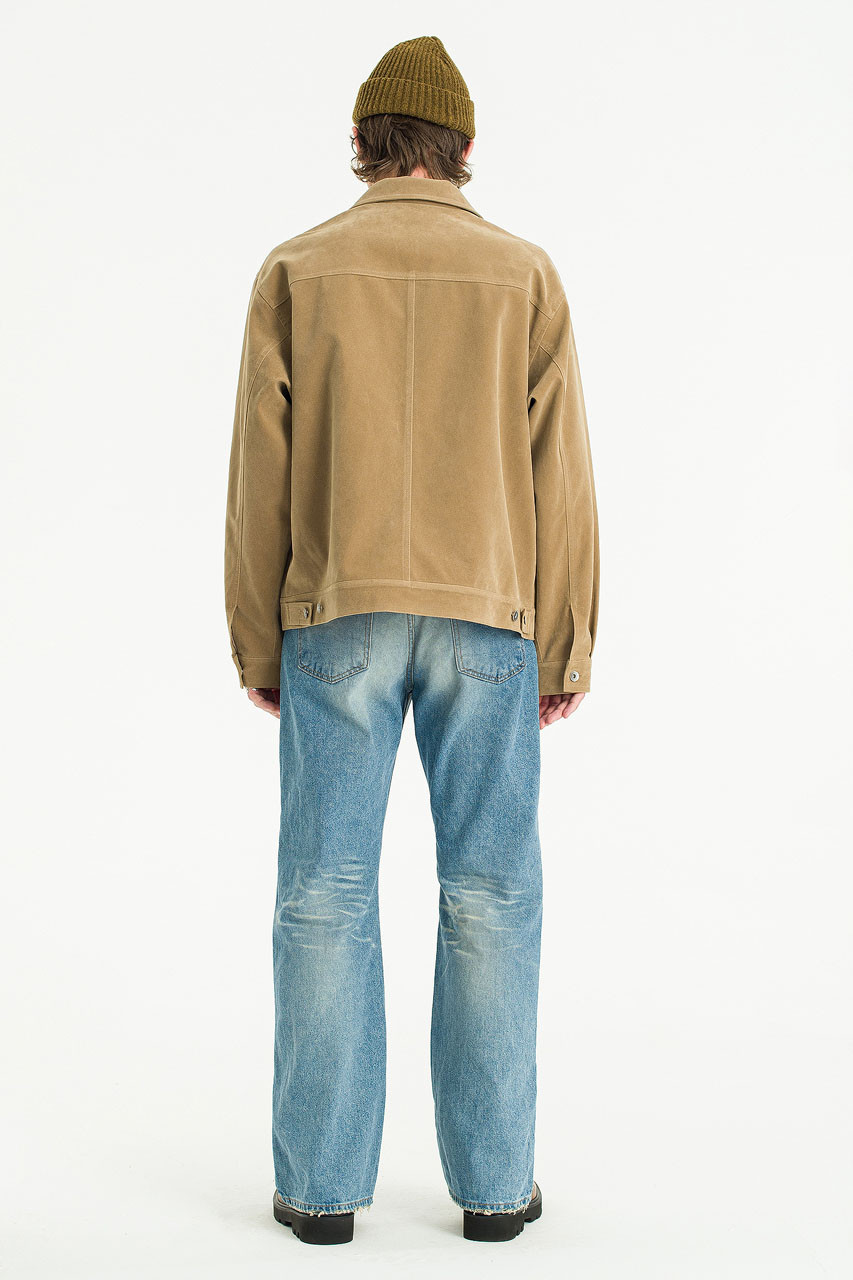 Menswear | Suedette Trucker Jacket, Beige