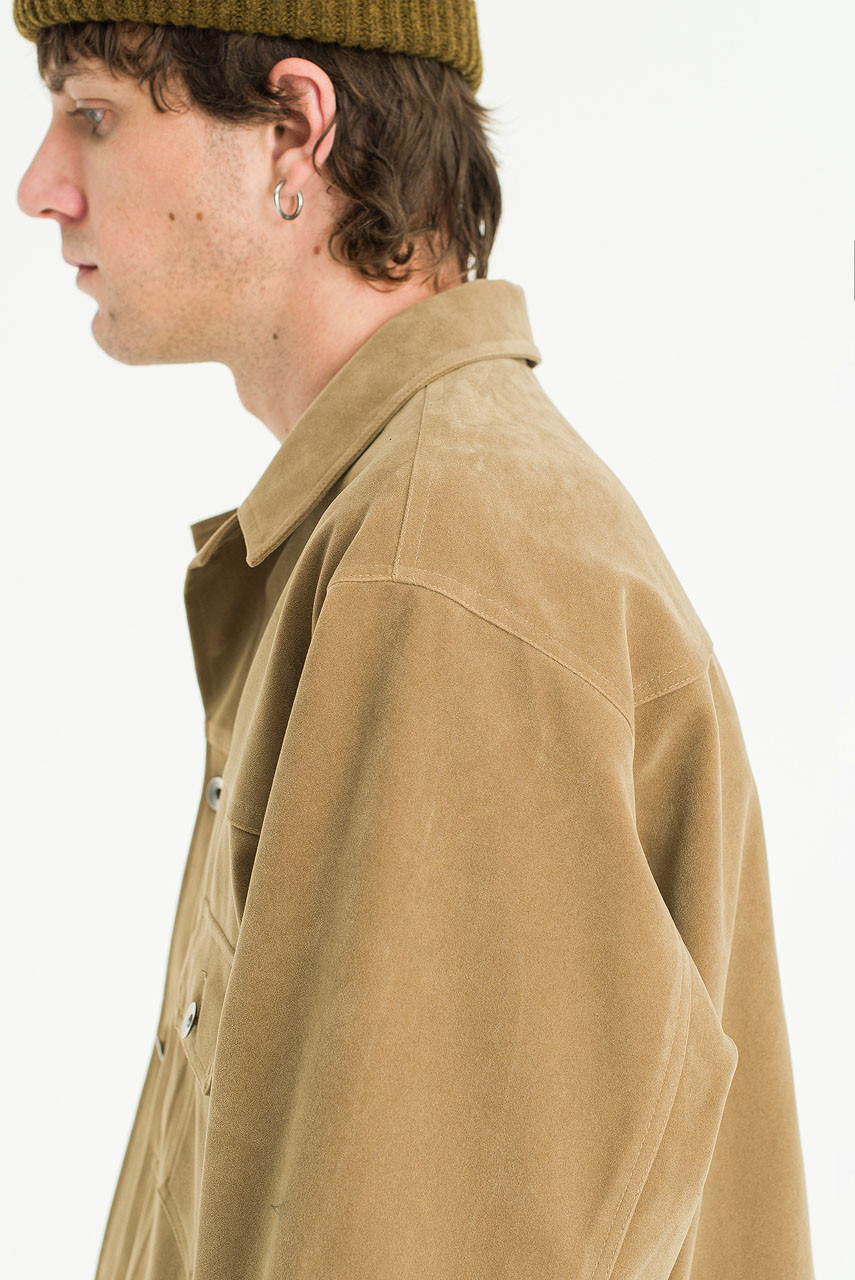 Menswear | Suedette Trucker Jacket, Beige