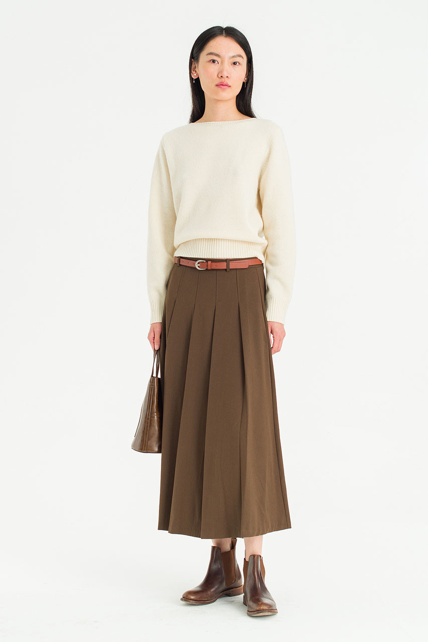 Fine Wool Boat Neck Jumper, Ivory