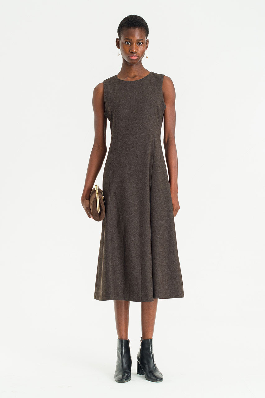 Shape Mid Length Dress, Brown