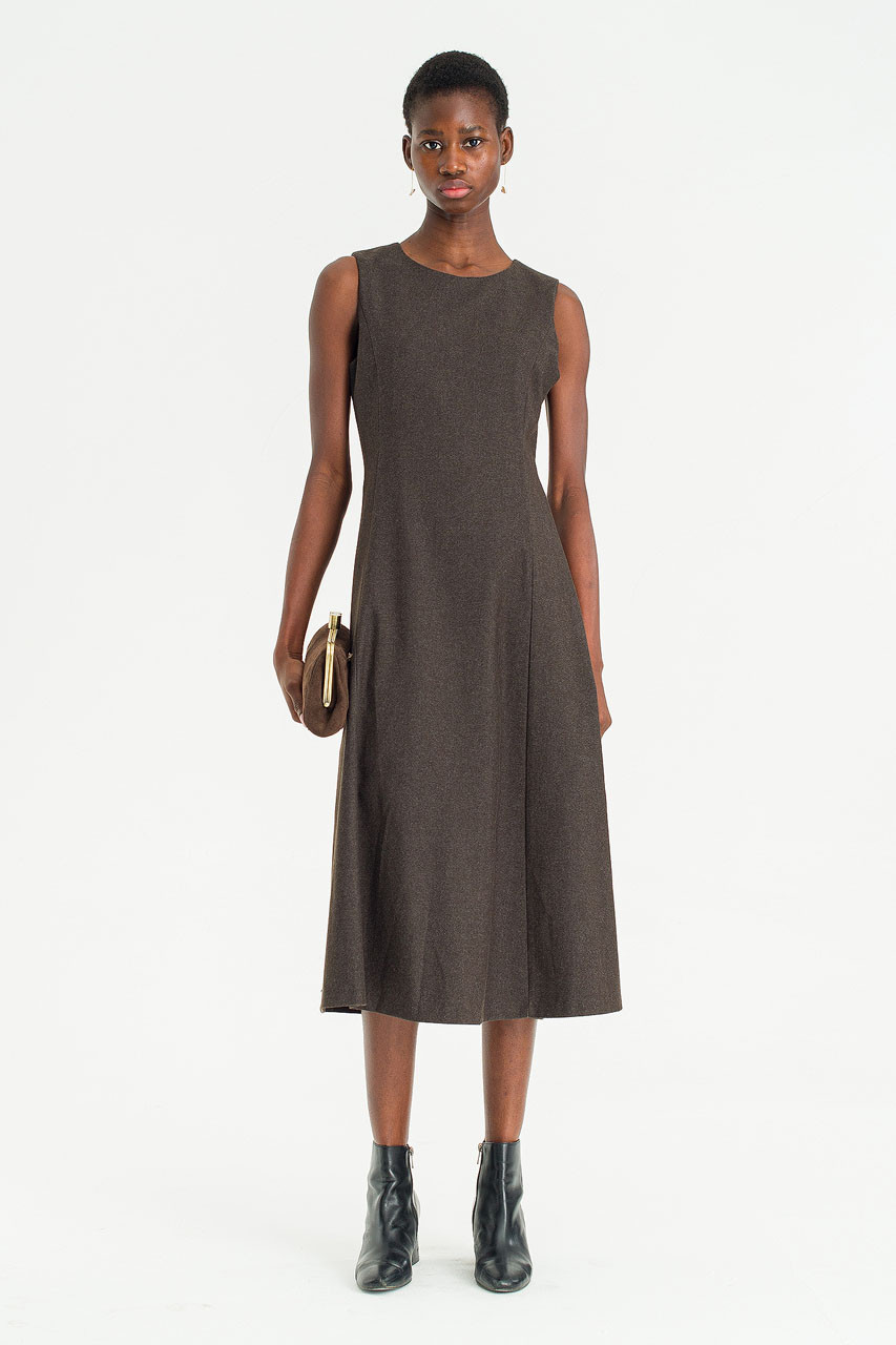 Shape Mid Length Dress, Brown