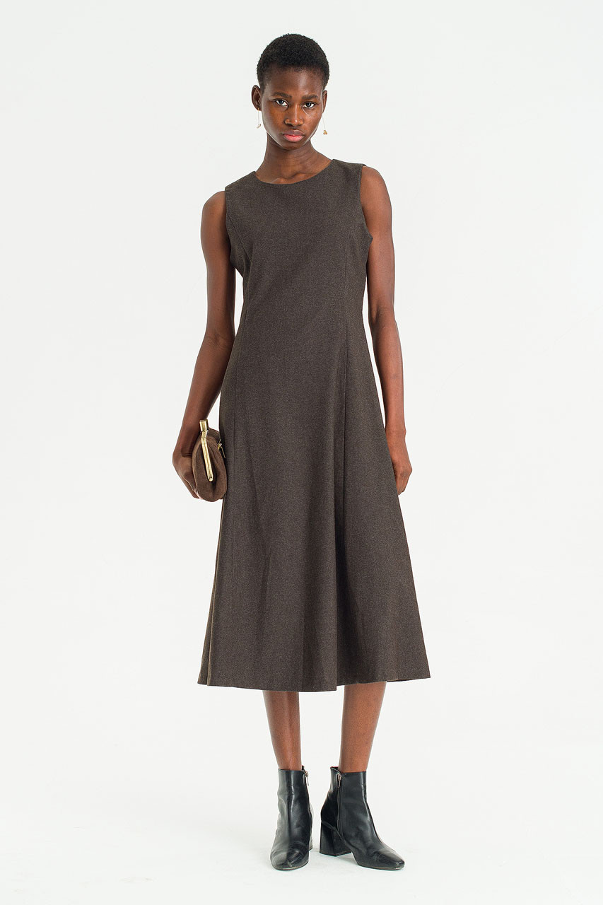 Shape Mid Length Dress, Brown