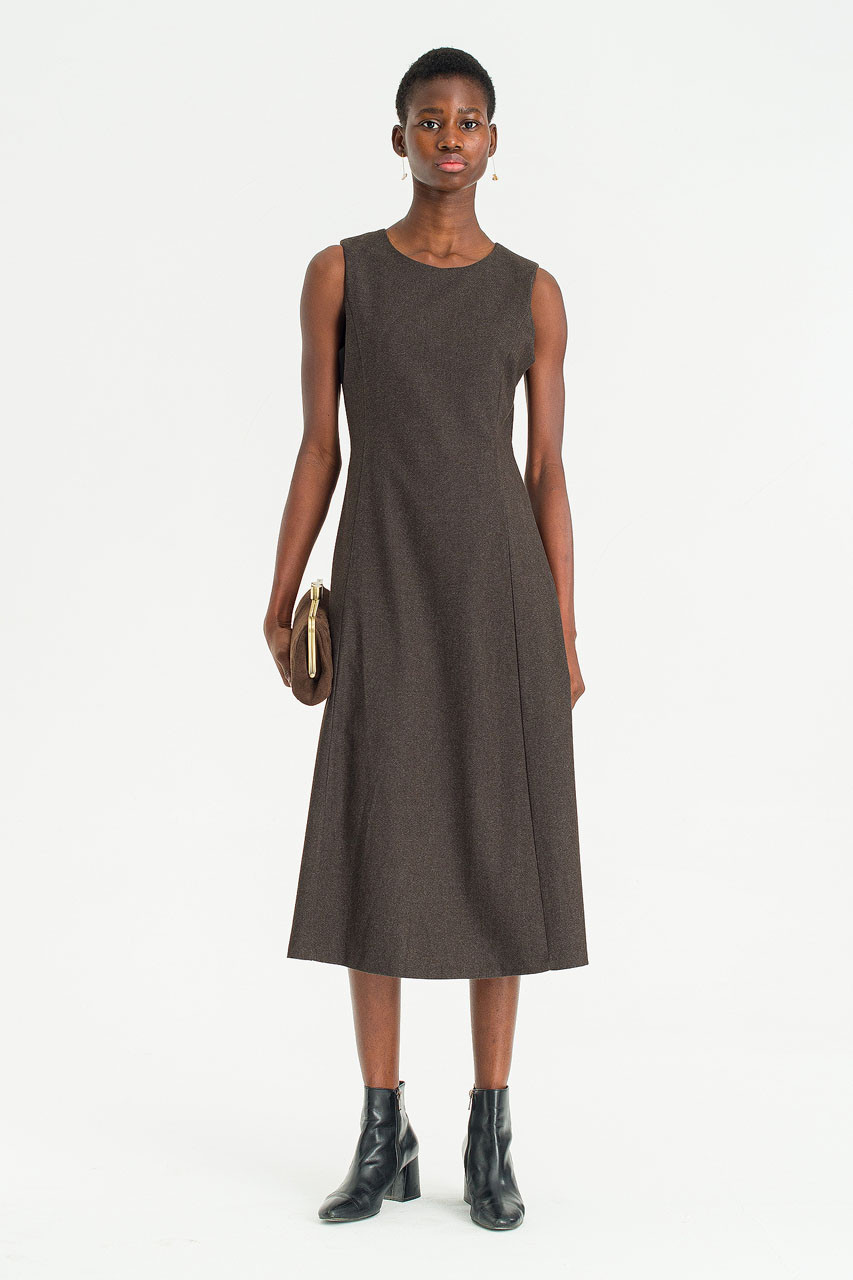 Shape Mid Length Dress, Brown