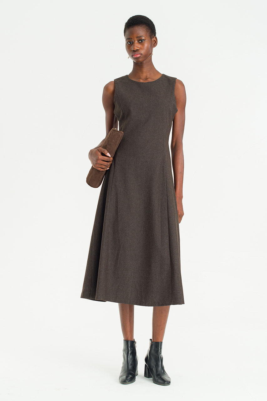 Shape Mid Length Dress, Brown