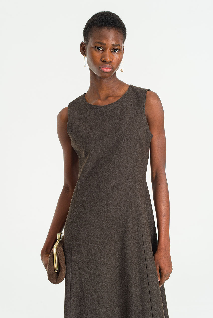 Shape Mid Length Dress, Brown