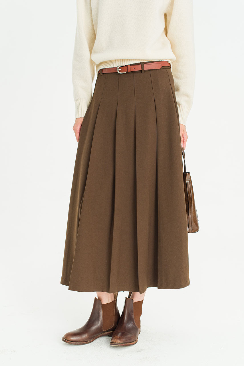 Rove Pleated Skirt, Brown
