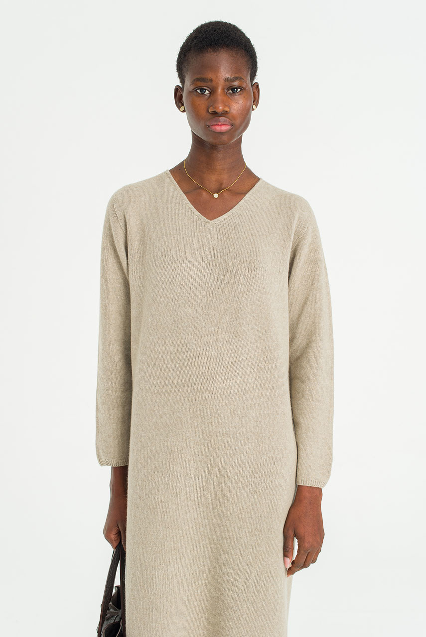 Still Knit Long Dress, Oat