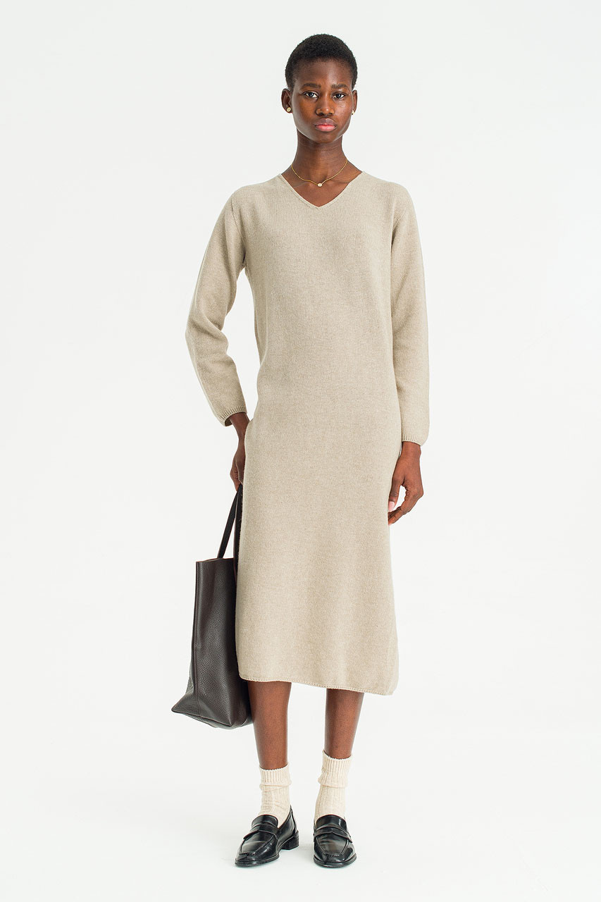 Still Knit Long Dress, Oat