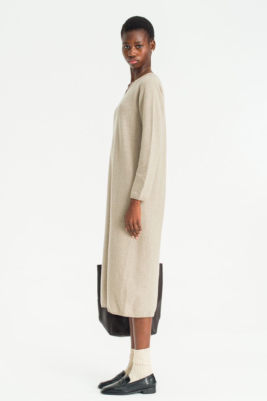 Still Knit Long Dress, Oat