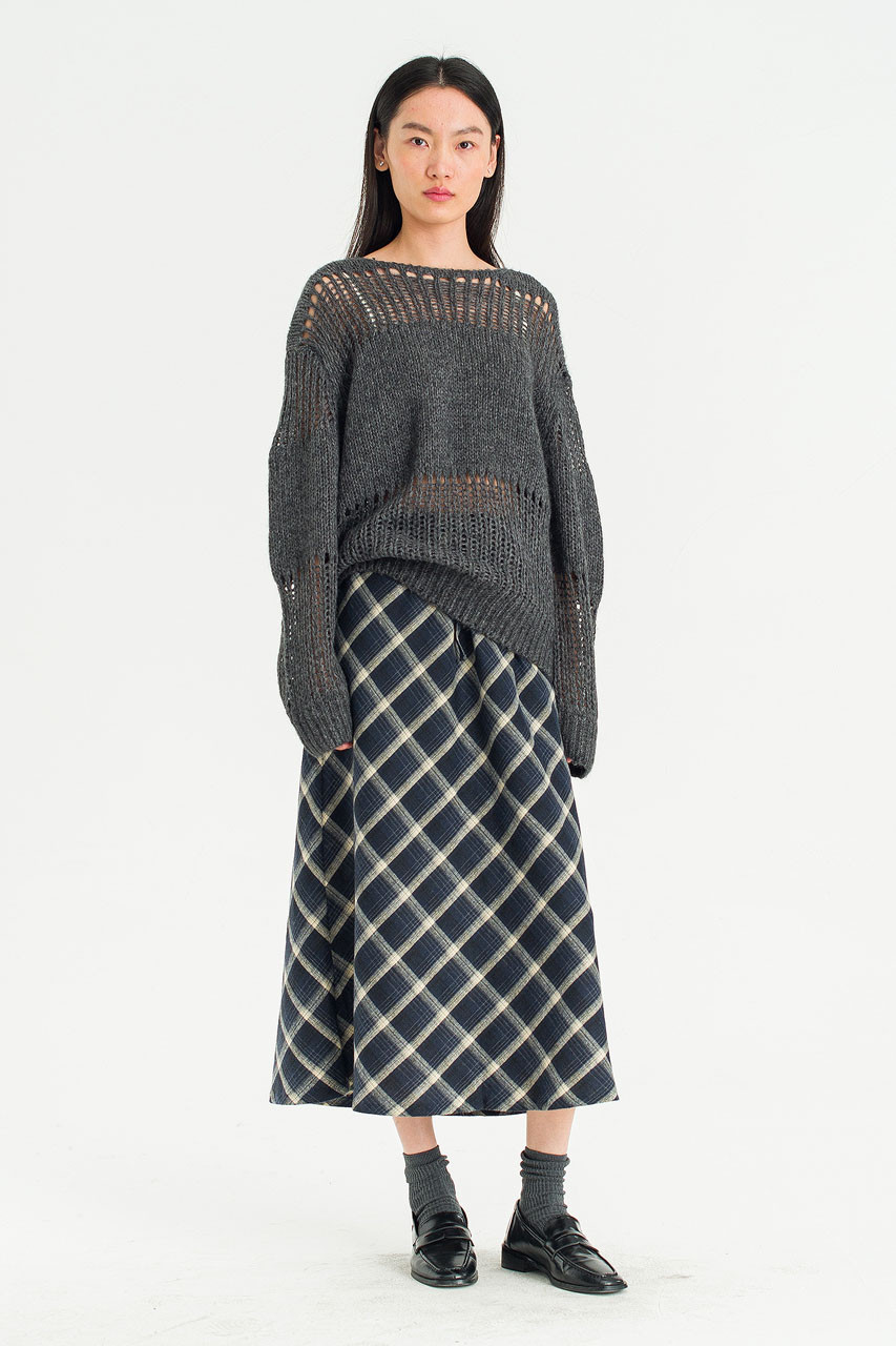 Netted Loose Jumper, Charcoal