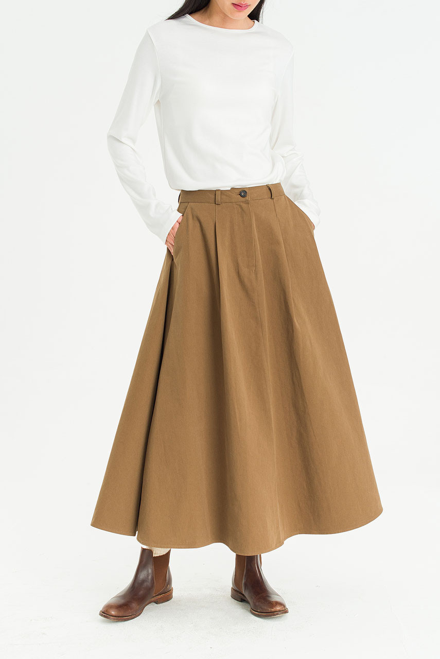 Mocha Cotton Skirt, Brown