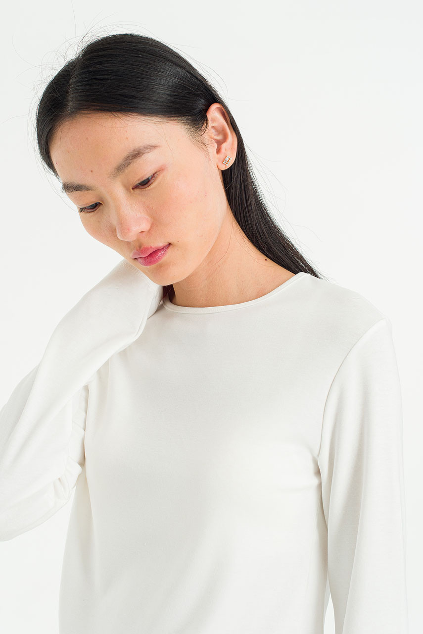 Mild Touch Round Neck Tee, Ivory