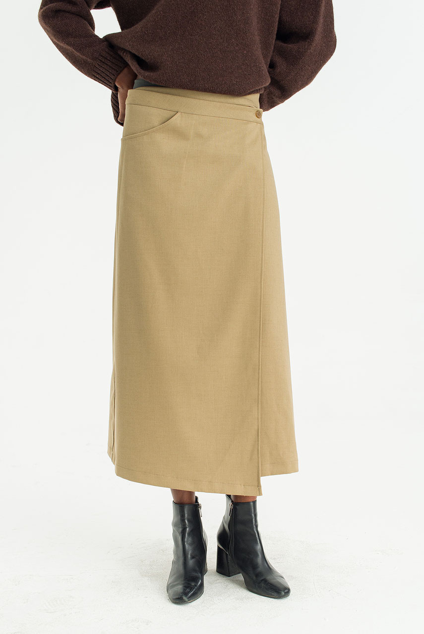 Via Wrap Skirt, Beige