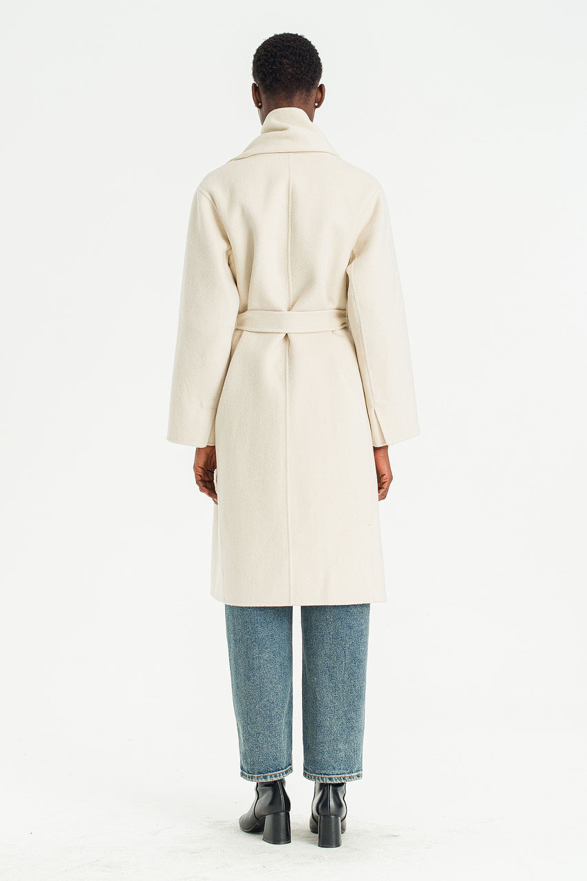 Still Belted Seamless Coat, Cream