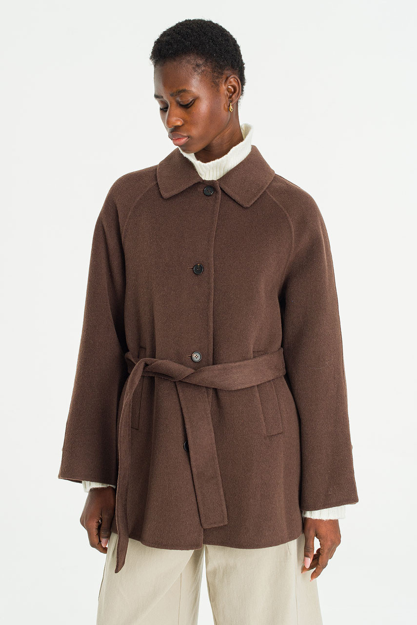 Contour Half Seamless Coat, Brown