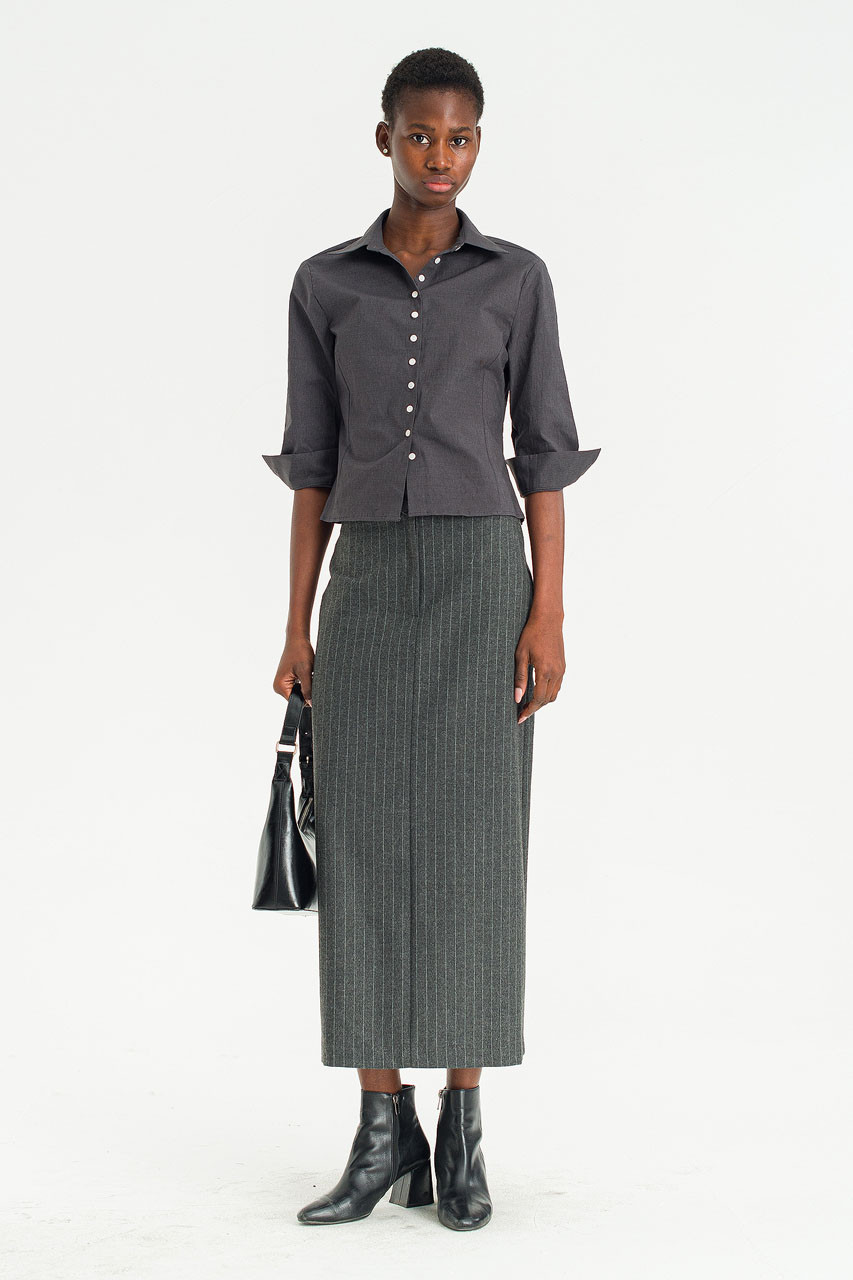 Line Tailor Skirt, Charcoal
