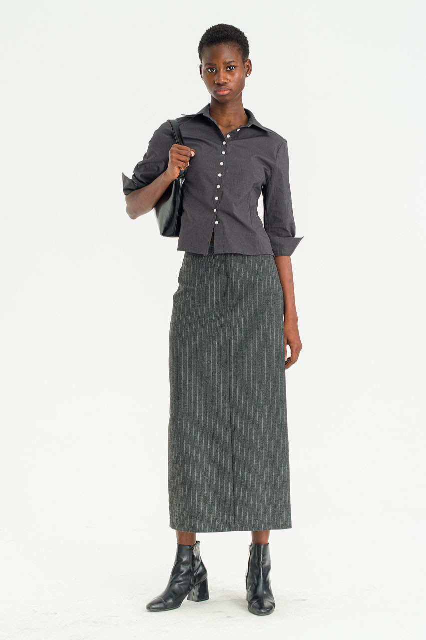 Line Tailor Skirt, Charcoal