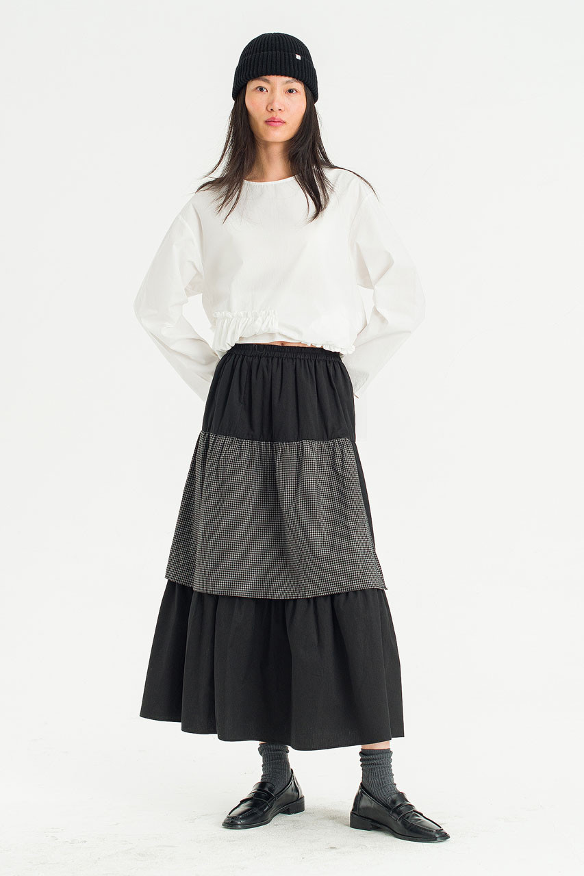 Mira Tiered Skirt, Black