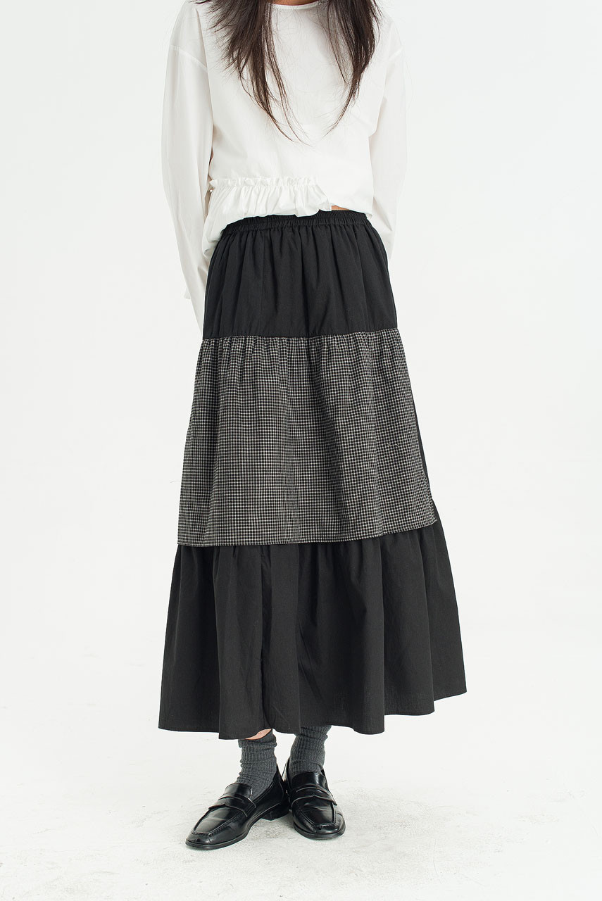 Mira Tiered Skirt, Black