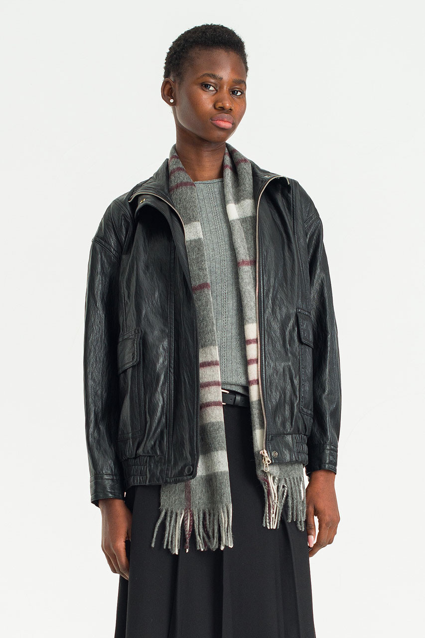 Ives Faux Leather Blouson, Black