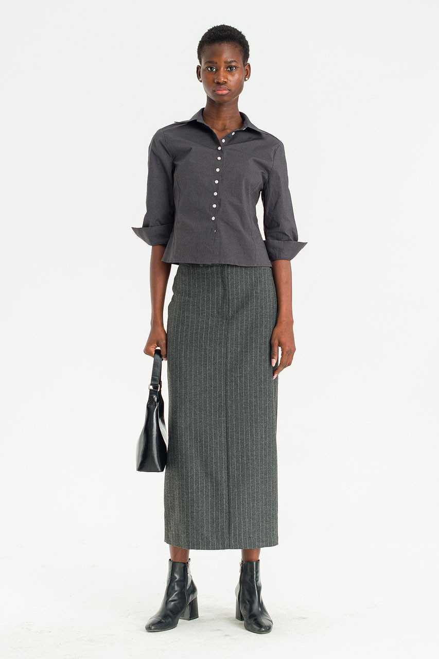 Mere Crop Shirt, Charcoal