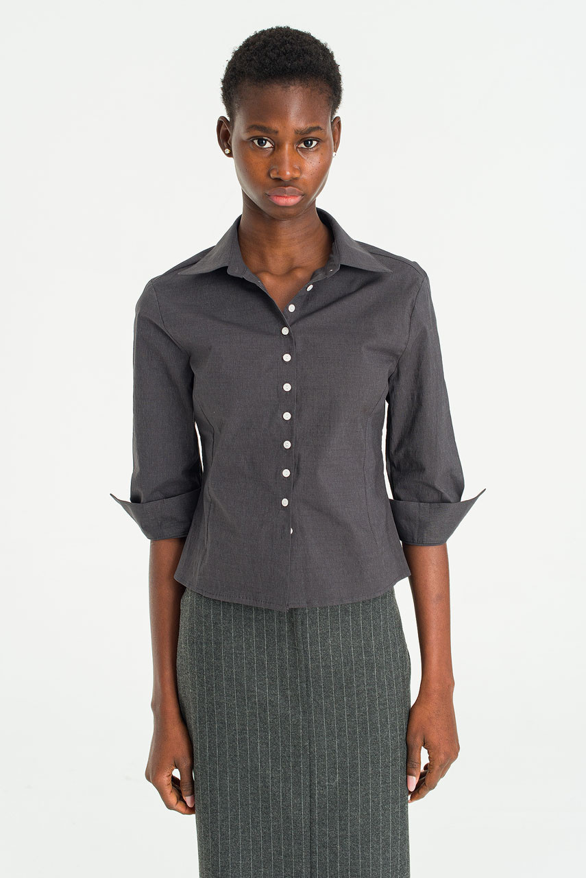 Mere Crop Shirt, Charcoal