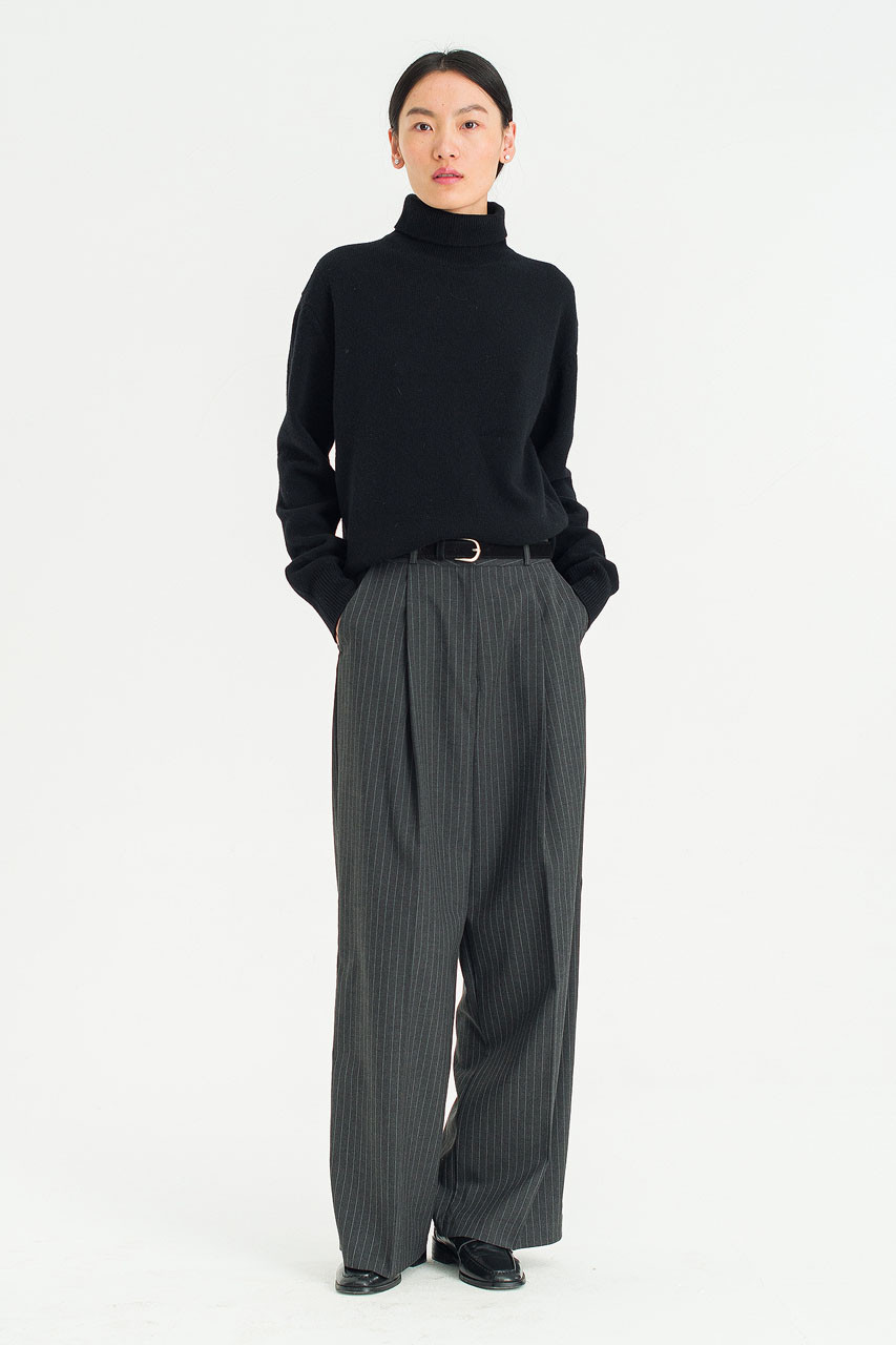 Noir Pin Stripe Trousers, Charcoal