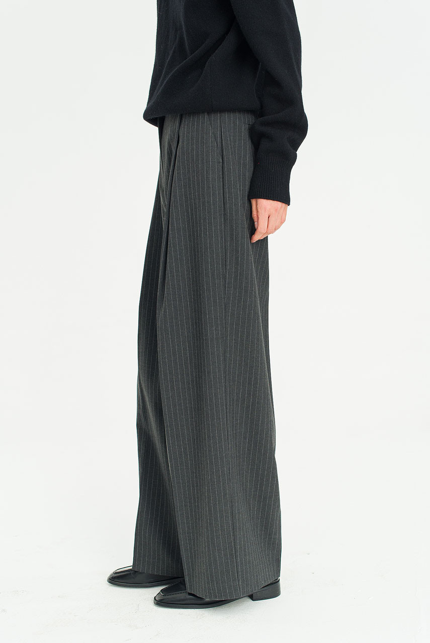 Noir Pin Stripe Trousers, Charcoal