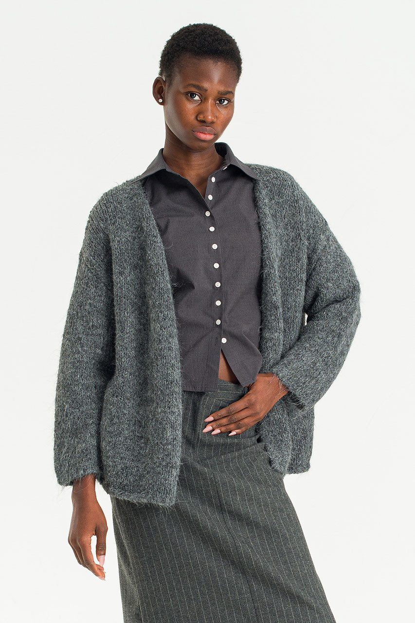 Mure Open Cardigan, Charcoal
