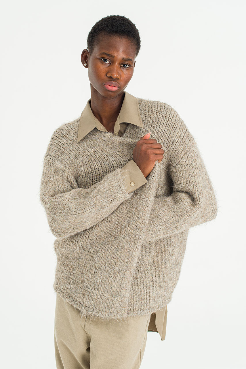 Mure Open Cardigan, Dark Beige