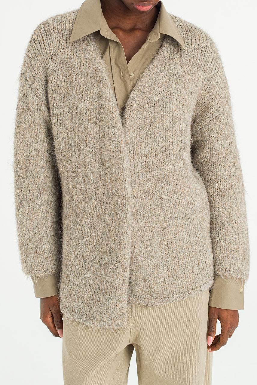 Mure Open Cardigan, Dark Beige