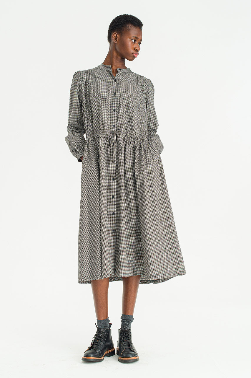 Mere Check Long Dress, Black