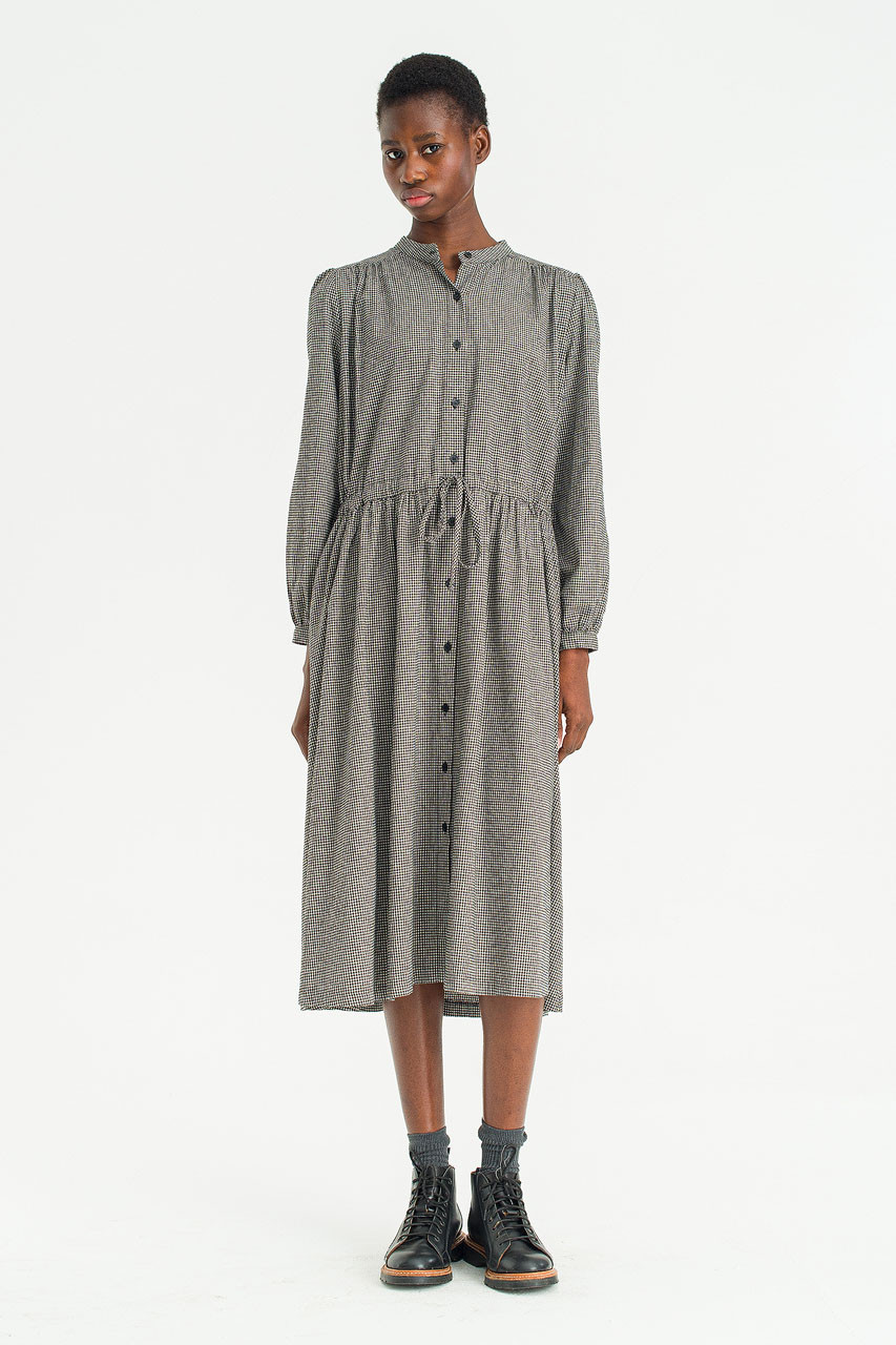 Mere Check Long Dress, Black
